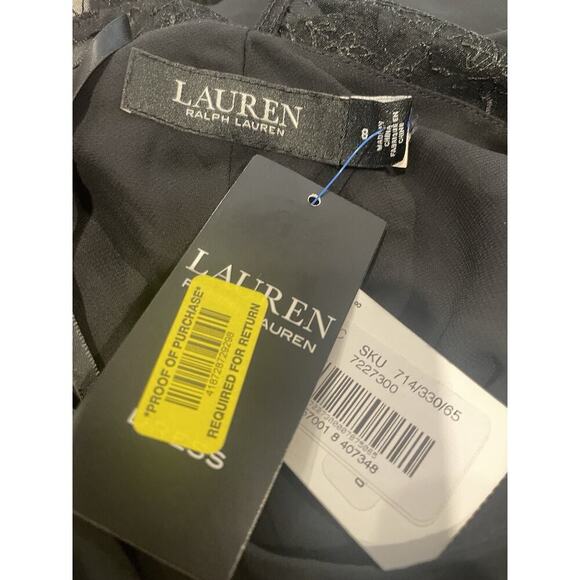 Ralph Lauren Sleeveless Cocktail Dress M 8 10 Embellished Lace Beaded Party Knee - Picture 4 of 7